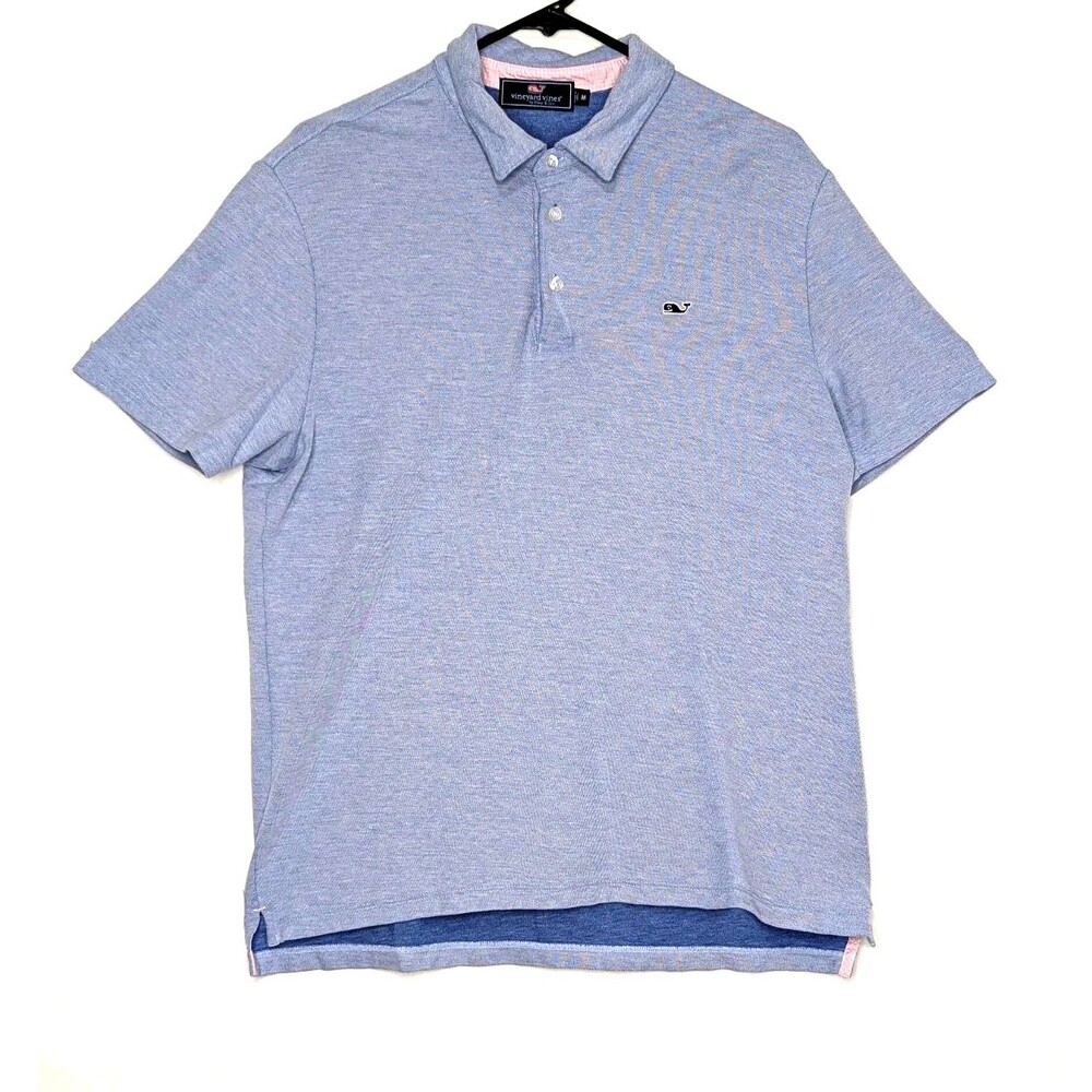 Vineyard Vines Mens Medium Light Blue 100% Pima Cotton Short Sleeve Polo Shirt
